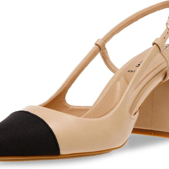 Women’s Faux Leather Pointed Toe Slingback Heels Size 8 Rubber Sole Comfortable - Picture 1 of 9